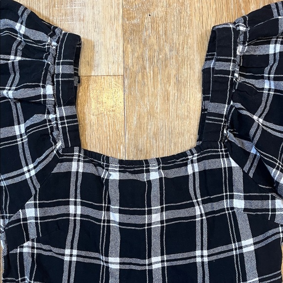 Asos Violet Romance Midi Dress Puff Sleeve Tiered Black White Plaid Check Size 4 - Picture 4 of 14